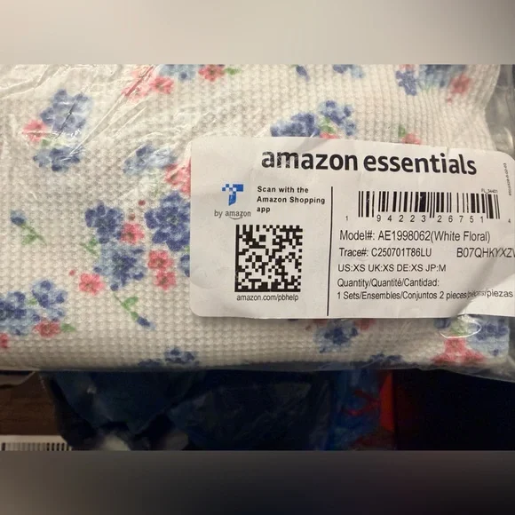 Amazon Essentials Womens Waffle Snug Fit Pajama Set- White Floral- US XS - Picture 5 of 8